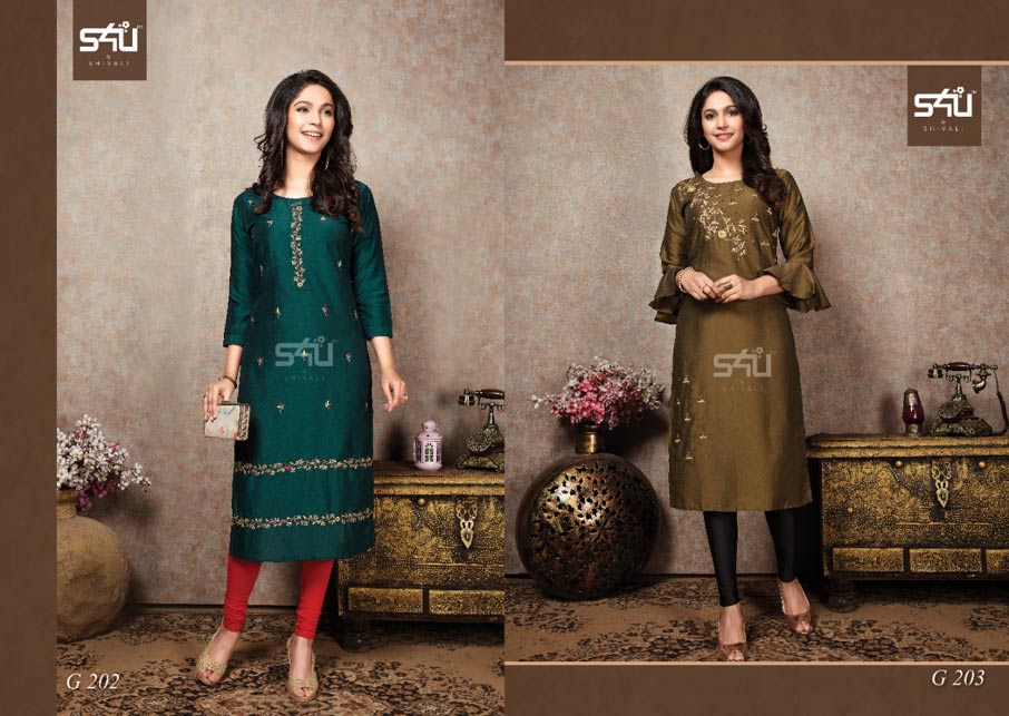 Glamour Vol-2 Chinon Silk Designer Kurtis Collection Glamour Vol-2 Chinon Silk Designer Kurtis Collection